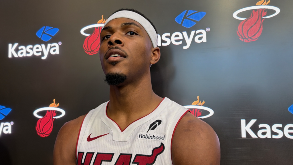 Miami Heat rookie Ryan Conwell at Heat Media Day.